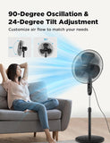 16'' Pedestal Remote Control, Oscillating Stand up Fan 7-Hour Timer, 3-Speed and Adjustable Height, PFS40A4BBB, Supreme 16"-Black