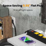 12-Outlet Heavy-Duty Power Strip with 2100 Joules Surge Protection, 6FT Power Cord, Wide-Spaced Outlets, and Overload Protection Switch for Industrial Use in Workbench, Shop, and Garage