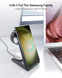 Wireless Charger for Samsung -  3 in 1 Charging Station for Multiple Devices, Fast Charger Stand for Galaxy S24 S23 Ultra S22 S21 S20 Z Flip Fold 4,Galaxy Watch 6/5/5 Pro/4/3, Galaxy Buds 2 Pro