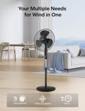 16'' Pedestal Remote Control, Oscillating Stand up Fan 7-Hour Timer, 3-Speed and Adjustable Height, PFS40A4BBB, Supreme 16"-Black