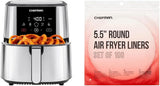 Touch Air Fryer, XL 8-Qt Family Size, One-Touch Digital Control Presets, French Fries, Chicken, Meat, Fish, Nonstick Dishwasher-Safe Parts, Automatic Shutoff, Stainless Steel