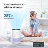 MK01 Air Purifier for Home and Office - Effective Smoke, Pollen, Dander, and Odor Removal with Sleep Mode and Speed Control - White (California Compliant)