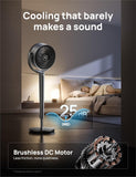 Omni-Directional Oscillating Fan for Bedroom with Smart Control, 110Ft Pedestal Design, DC Motor, 9 Speeds, 6 Modes, 43-Inch Height, 12-Hour Timer, Wi-Fi and Voice Control Compatible