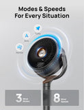 120° Oscillating Standing Fan with DC Motor, Quiet 85Ft Pedestal Floor Fan for Bedroom, 8 Speed Settings, 3 Operating Modes, 20dB Noise Level, Adjustable Height (35-40"), 8-Hour Timer