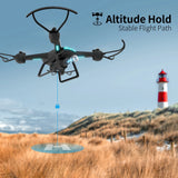 Drone with 1080P HD Camera , FPV RC Quadcopter with LED Lights and Optical Flow Sensor, 2 Batteries, Black
