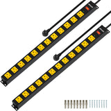 12-Outlet Heavy-Duty Power Strip with 2100 Joules Surge Protection, 6FT Power Cord, Wide-Spaced Outlets, and Overload Protection Switch for Industrial Use in Workbench, Shop, and Garage