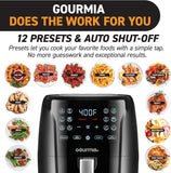 6 Quart Large Airfryer Cooker 12 1-Touch Cooking Presets, XL Air Fryer Basket 1500W Power Multifunction Black and Stainless Steel Accents FRY FORCE