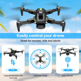 Dual HD Cameras 90°Adjustable Lens, Brushless Motor, Optical Flow Positioning, Headless Mode, 12.6*11*2.8In