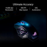 Wireless Gaming Mouse with Magnetic Charging Stand, 12 Programmable Buttons, 19,000 DPI, Push-Fit Hot Swap Switch Sockets, ROG Micro Switches, Paracord, and Aura RGB Lighting - Black