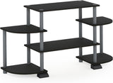 Turn-N-Tube Rounded Corner TV Entertainment Center in Black and Grey