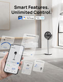 Omni-Directional Oscillating Fan for Bedroom with Smart Control, 110Ft Pedestal Design, DC Motor, 9 Speeds, 6 Modes, 43-Inch Height, 12-Hour Timer, Wi-Fi and Voice Control Compatible