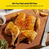 Touch Air Fryer, XL 8-Qt Family Size, One-Touch Digital Control Presets, French Fries, Chicken, Meat, Fish, Nonstick Dishwasher-Safe Parts, Automatic Shutoff, Stainless Steel