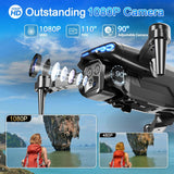 1080P HD Camera Foldable FPV Drone, Features One-Key Takeoff/Landing, 3D Flips, Altitude Hold, Speed Adjustment, Headless Mode, Includes 2 Batteries, Ideal