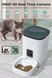 6L Automatic Pet Feeder for Cats and Dogs,1080P Camera,App Control,Voice Recorder,Timed Feeder for Schedule Feeding, Dual Power Supply,Wifi Pet Food Dispenser with App Control