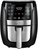 6 Quart Large Airfryer Cooker 12 1-Touch Cooking Presets, XL Air Fryer Basket 1500W Power Multifunction Black and Stainless Steel Accents FRY FORCE