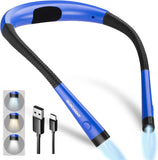 LED Neck Reading Light, Book Light for Reading in Bed, 3 Colors, 6 Brightness Levels, Bendable Arms, Rechargeable, Long Lasting, Perfect for Reading, Knitting, Camping, Repairing