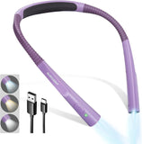 LED Neck Reading Light, Book Light for Reading in Bed, 3 Colors, 6 Brightness Levels, Bendable Arms, Rechargeable, Long Lasting, Perfect for Reading, Knitting, Camping, Repairing