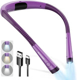 LED Neck Reading Light, Book Light for Reading in Bed, 3 Colors, 6 Brightness Levels, Bendable Arms, Rechargeable, Long Lasting, Perfect for Reading, Knitting, Camping, Repairing