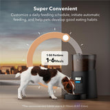 Automatic Dog Dry Food Dispenser for Large Breed with Lock Lid for Naughty Pet, Timed Cat Feeder Low Food LED Indication with Anti-Clog Design up to 50 Portion & 6 Meals Daily