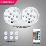 Battery Powered Underwater Glow Light for Bathtime Bath Tub Spa Light Bathroom Shower Light, Bath Accessories for Women Relaxing, Remote Control Color Changing, RGB, 2Pcs