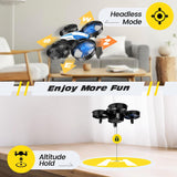 Mini Drone Nano Quadcopter Indoor Small Helicopter Plane with Auto Hovering, 3D Flips, Headless Mode and 3 Batteries, Great Gift Toy for Boys and Girls, Blue