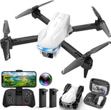 1080P HD FPV Foldable Drone for Beginners and Kids, Quadcopter with Voice Gesture Control with Carrying Case, One Key Take Off/Land, Optical Flow Positioning, 360° Flip, Waypoint Fly