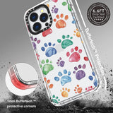 Case for Iphone 13 Pro, [Buffertech 6.6Ft Military-Grade Drop Protection] [Anti Peel off Tech] Clear TPU Bumper Phone Case Cover Design - Colorful Paw