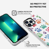 Case for Iphone 13 Pro, [Buffertech 6.6Ft Military-Grade Drop Protection] [Anti Peel off Tech] Clear TPU Bumper Phone Case Cover Design - Colorful Paw
