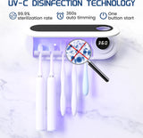 Toothbrush Sanitizer and Holder - 5 Toothbrush Slots & Timing Function - Cordless Wall Mounted Toothbrushsterlilizer Tooth Brushcleaner for Bathroom