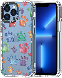 Case for Iphone 13 Pro, [Buffertech 6.6Ft Military-Grade Drop Protection] [Anti Peel off Tech] Clear TPU Bumper Phone Case Cover Design - Colorful Paw
