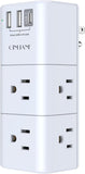 USB -  Multi Plug Outlet with Rotating Plug, 3-Sided Swivel Power Strip with 6 AC Spaced Outlet Splitter and 3 USB Ports (1 USB C)