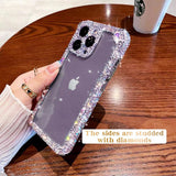 Designer Compatible with Iphone 14 Pro Max Bling Clear Case for Women,Cute Glitter Phone Case with Sparkle Rhinestone Diamond Camera Protection，Airbag Anti-Fall Crystal Hard Cover for Girl