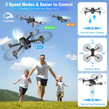 1080P HD FPV Foldable Drone for Beginners and Kids, Quadcopter with Voice Gesture Control with Carrying Case, One Key Take Off/Land, Optical Flow Positioning, 360° Flip, Waypoint Fly