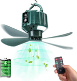 Portable Tent Ceiling Fans with Light and Remote Control, Power Bank, USB Battery Operated Camping Fan with Hanging Hook for Outdoor Canopy Tent, RV