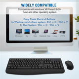 Wireless Keyboard and Mouse Combo with Comfortable Palm Rest for Windows, Mac OS Pc/Desktops/Laptops（Black）