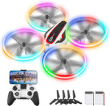 Rc Drone with Altitude Hold and Headless Mode,Quadcopter with Blue&Green Light,Propeller Full Protect,2 Batteries and Remote Control,Easy to Fly