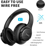 Over Ear, 65 Hours Playtime Wireless Headphones with Microphone,Foldable Lightweight Headset with Deep Bass,Hifi Stereo Sound for Travel Work Cellphone