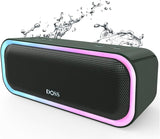 Bluetooth Speaker with 20W Stereo Sound, Active Extra Bass, IPX6 Waterproof, TWS Pairing, Multi-Colors Lights, 20H Playtime, Portable for Beach, Outdoor-Blue