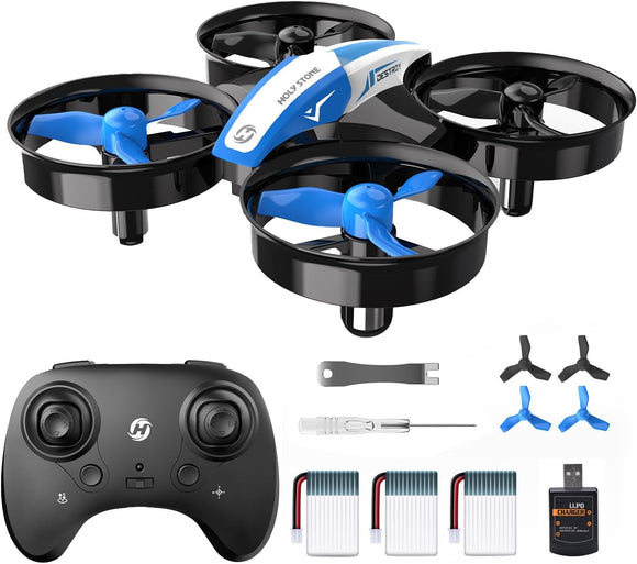Mini Drone Nano Quadcopter Indoor Small Helicopter Plane with Auto Hovering, 3D Flips, Headless Mode and 3 Batteries, Great Gift Toy for Boys and Girls, Blue