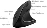 Wireless Vertical Ergonomic Optical Mouse, 800 / 1200 /1600 DPI, 5 Buttons for Laptop, Desktop, PC, Macbook - Black