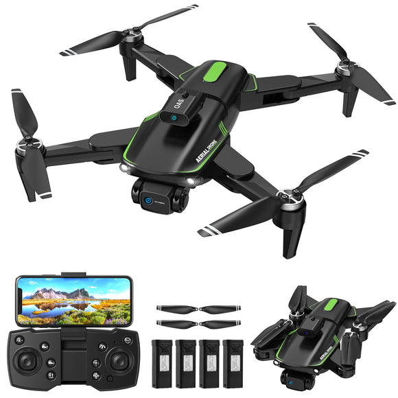 Dual HD Cameras 90°Adjustable Lens, Brushless Motor, Optical Flow Positioning, Headless Mode, 12.6*11*2.8In