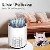 300 Sq.Ft Air Purifiers for Bedroom, H13 True HEPA Filter, Remove 99.9% Smoke Dust, White, HKJ-50A