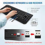 Wireless Keyboard and Mouse Combo with Comfortable Palm Rest for Windows, Mac OS Pc/Desktops/Laptops（Black）