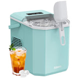 Portable Ice Machine with Carry Handle, Self-Cleaning Ice Makers with Basket and Scoop, 9 Cubes in 6 Mins, 26 Lbs per Day, Ideal for Home, Kitchen, Camping, RV