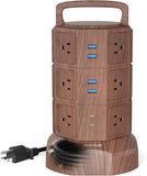 12-Outlet Power Strip Tower with 6 USB Ports (2 USB-C), 1050J 1625W/13A, 6.5Ft Extension Cord for Home and Office Use