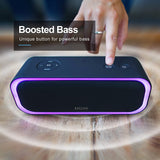 Bluetooth Speaker with 20W Stereo Sound, Active Extra Bass, IPX6 Waterproof, TWS Pairing, Multi-Colors Lights, 20H Playtime, Portable for Beach, Outdoor-Blue