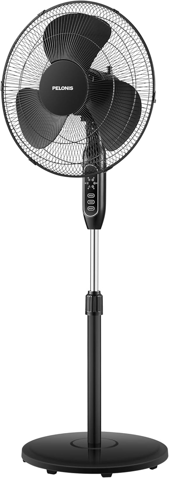 16'' Pedestal Remote Control, Oscillating Stand up Fan 7-Hour Timer, 3-Speed and Adjustable Height, PFS40A4BBB, Supreme 16