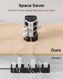 12-Outlet Power Strip Tower with 6 USB Ports (2 USB-C), 1050J 1625W/13A, 6.5Ft Extension Cord for Home and Office Use
