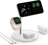 Magsafe-3 in 1 Wireless Charging Station, Qi2 Certified 15W Wireless Charger for Iphone 15/15 Pro/14/13/12, Apple Watch, Airpods