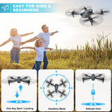 Foldable Remote Control Quadcopter with Voice Control, Gestures Selfie, Altitude Hold, One Key Start, 3D Flips, 2 Batteries, Toys Gifts for Boys Girls